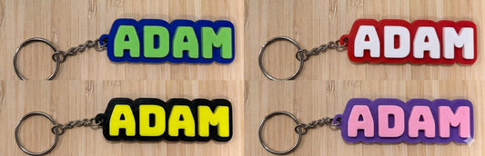 Custom 3D Printed Name Keychain – Dual-Color Personalized Keyring